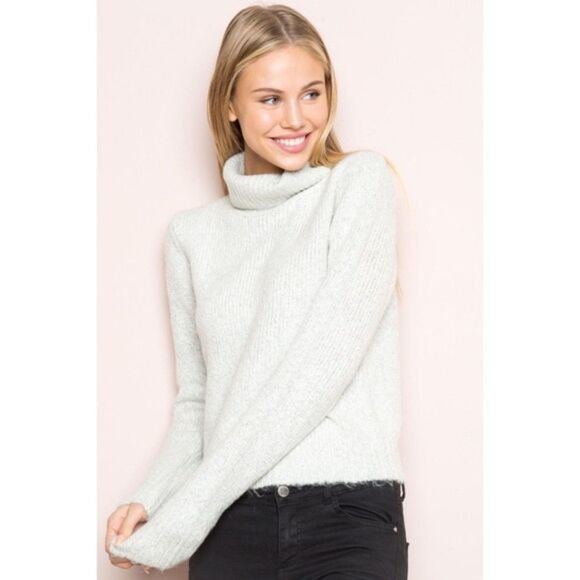 Brandy Melville Sweaters - Brandy Melville Gray Fuzzy Soft Preppy Oversized Comfy Cassia Turtleneck Sweater